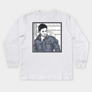 Resident Evil Chris Redfield Pixel Art Kids Long Sleeve T-Shirt